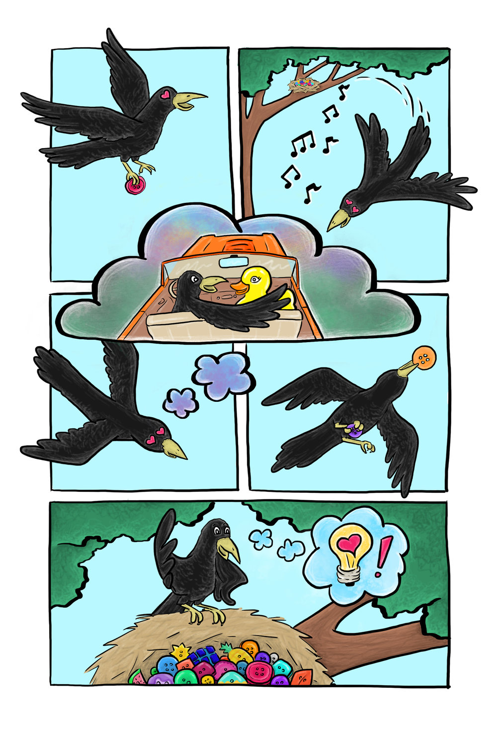 Page 3 Mr. Buttons flies back to his nest and gets an idea